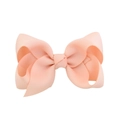 Classic light pink grosgrain ribbon hair bow clip with textured double layer design - Style 8 (8)