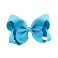 Sky blue grosgrain ribbon bow accessory for hair with a layered textured design - Azure Blue (7)