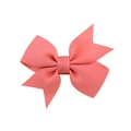 Barrette à cheveux avec nœud en ruban gros-grain corail au design classique à double boucle - Rose Corail