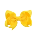 Bright yellow grosgrain ribbon hair bow clip for girls featuring a neat butterfly shape - Style 10(10)