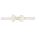 Cream off-white grosgrain ribbon bow headband with high elastic band for infants - Cream White (21)