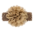 Elastic crochet baby headband with large coffee-colored layered chiffon flower detail - Light Coffee Style(2)