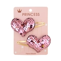Pink sequin heart hair clips for girls with gold-tone BB clips on a display card - Pink Heart Sequin (3)
