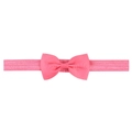 Elastic baby headband with a vibrant bright pink ribbed bow and subtle glitter finish - Bright Pink (27)