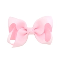 Classic pink grosgrain ribbon bow hair clip with layered boutique style for girls - Pink