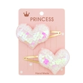 Gradient sequin heart hair clips for kids with gold BB clips and pink princess card - Iridescent Heart Sequin (4)