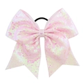 Light pink sequin bow hair tie with shiny glitter details for girls and kids - Light Pink (11)
