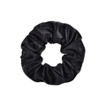 Elastico per capelli scrunchie nero lucido in tessuto metallico su sfondo bianco - Nero (4)