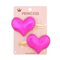 Zweiteiliges Set aus rosaroten Herz-Haarspangen für Mädchen mit goldenen BB-Clips - Glänzendes Rosa Herz (5)