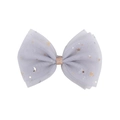 Elegant light gray mesh bow hair clip with gold stars and moon patterns for women - Sequin Star Moon Bow / Light Gray