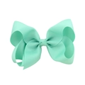 Classic mint green grosgrain ribbon hair bow for girls with detailed ribbed texture - Mint Green (34)