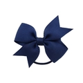 Classic dark blue grosgrain ribbon bow hair tie with high-elastic band for girls - Navy Blue (1)