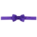 Solid purple ribbed bow headband for infants and children with high elastic glitter band - Purple (26)
