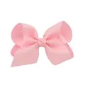 Pink grosgrain ribbon bow hair clip for girls with ribbed texture and layered design - Pink (11)