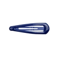 Detail view of a navy blue snap hair clip with a smooth glossy lacquered finish - Navy Blue (1)