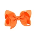 Bright orange ribbed grosgrain ribbon hair bow clip for kids with layered design - Orange