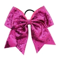 8 inch large sequin bow hair tie in vibrant hot pink color for girls and children - Rose Pink (14)