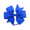 Navy blue grosgrain ribbon bow hair tie for girls with durable elastic rubber band - Navy Blue (6)