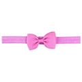 Detail view of the ribbed grosgrain ribbon bow on the elastic pink baby headband - Pink (29)