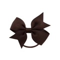 Deep brown grosgrain ribbon bow hair tie with elastic band for girls hairstyle - Dark Brown (3)