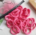 Pack of bright rose pink seamless nylon hair ties in a frosted zipper storage bag - 20 Pieces Set / Rose Pink (13)