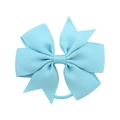 Light blue ribbed ribbon bow hair tie with elastic band for girls hairstyle - Light Blue (7)