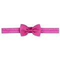 Elastic baby headband with a vibrant rose pink grosgrain ribbon bow on a white background - Dark Pink (30)