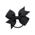 Classic black grosgrain ribbon bow hair tie for girls, elastic ponytail holder accessory - Black (4)