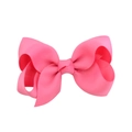 Pink grosgrain ribbon bow hair clip with double-layered design for girls hair styling - Pink