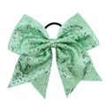 Mint green sequined 8-inch hair bow with elastic band for cheerleaders and girls - Mint Green (20)