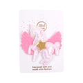 Detail van handgemaakte eenhoorn haarspeld met witte pailletten en roze glitter vleugels - Witte Parelmoer Paillet (3)