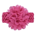 Hot pink chiffon flower baby headband with matching elastic crochet knit band - Peach Pink Style(14)