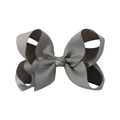 Classic grey grosgrain ribbon hair bow clip for children with ribbed texture - Medium Gray (017)