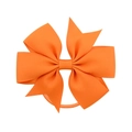 Ribbed grosgrain layered bow hair tie in vibrant orange for girls and toddlers - Orange (9)