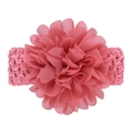 Coral pink chiffon flower baby headband with elastic crochet mesh band for toddlers - Coral Pink Style (15)
