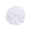Barrette élégante de 2,4 pouces avec fleur en mousseline blanche et paillettes d'or - Blanc (1)