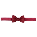 Elastic baby headband featuring a small wine red grosgrain ribbon bow with glitter finish - Wine Red (33)