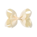 Classic cream grosgrain ribbon bow hair clip with layered design for girls - Creamy White (815)