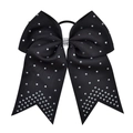 7-inch black grosgrain bow hair tie with sparkling rhinestones for cheerleader hairstyles - Black