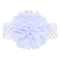 White chiffon flower baby headband with soft knit elastic strap for infants - Pure White Style(18)