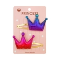 Set of two crown-shaped hair clips with blue-purple and pink gradient sequins - Blue Purple Gradient Crown (12)