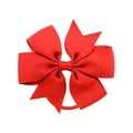 Vibrant red grosgrain ribbon bow hair tie with elastic band for girls and kids - Red (12)