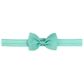 Detail of mint green bow headband made of ribbed fabric with soft elastic band for babies - Mint (35)