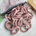 Soft nylon kids' hair ties in lotus pink color, seamless elastic bands in a zipper bag - 20 Pieces Set / Bean Paste (16)