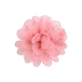 Gros plan détaillé d'une fleur en mousseline rose de 6 cm avec des bords dorés scintillants - Rose Pâle (5)