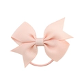 Nœud papillon rose en ruban gros-grain avec élastique pour cheveux de fille - Rose Pêche (8)