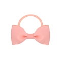 Detailed view of pink-orange bow hair tie with ribbed ribbon texture and high elastic band - Pink Orange (8)