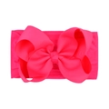 Close-up of bright pink 6.3 inch jacquard bow headband with ribbed grosgrain texture - Rose Pink (175-018)