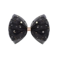 Detailansicht der schwarzen Netz-Haarschleife mit goldenen Stern- und Mond-Pailletten - Black Star Moon Mesh Style (4)