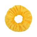 Detailed view of the yellow velvet scrunchie texture with vibrant pleats on a white background - Yellow (10)
